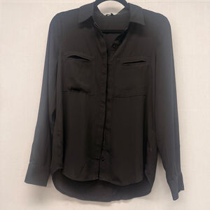 Women's Ro & De Black Long Sleeve Button Down Shirt XS